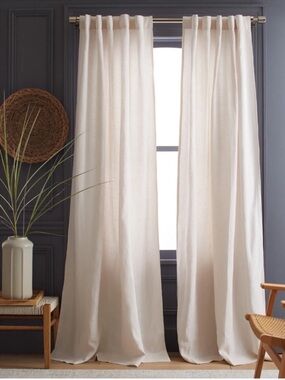 QUINCE Set Of 2 48x84 Heavyweight European Linen Curtains Sand 0100